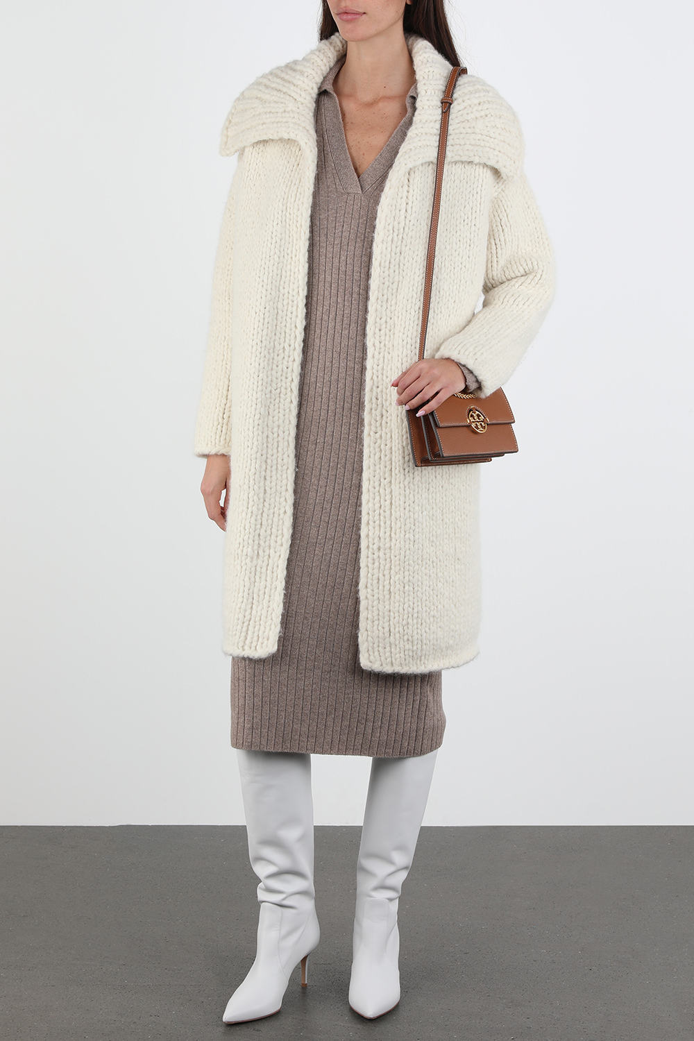 מעיל סרוג בגוון שמנת